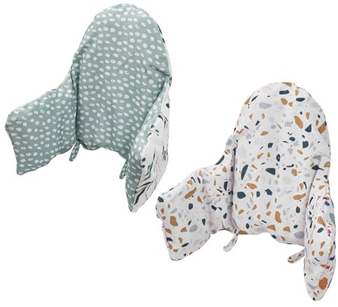 Kissen für Hochstuhl, Kissen für IKEA Antilop Hochstuhl, 2 Stück Sitzkissen für Hochstuhl, integriertes aufblasbares Kissen, bequemes Babysitting (Frisches Blatt/Steinblume)