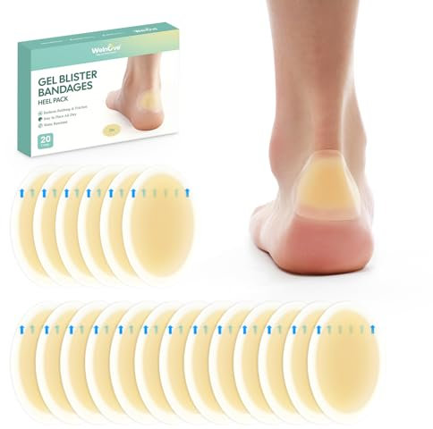 Lote de 20 tiritas de gel hidrocoloide Welnove para ampollas en los pies - almohadilla para ampollas en el talón - (pack talón)