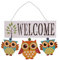 MAONIISHOP Holz Eule Willkommen Hängeschild Eule Kunst Türkranz Holz Eule Ornament Primitive Land Haustür Dekoration Küche Badezimmer Veranda Terrasse Garten Outdoor Wanddekoration