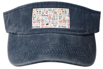 iftoday Chapeaux à visière de loisirs pour femme et homme - Cowboy - Visière de soleil vide pour femme - Protection UV - Visière réglable - Chapeaux à visière pour femme, Motif ustensiles de cuisine