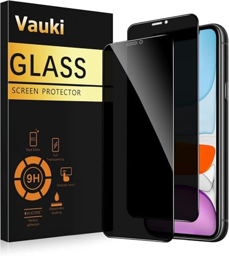 Vauki [2 Pièces Verre Trempé Anti Espion pour iPhone 11/iPhone XR, Film Protection Écran, facile à installer, Anti Rayures,Dureté 9H, Pas de Bulles, Haute définition, pour iphone 11/xr 6.1 Pouces