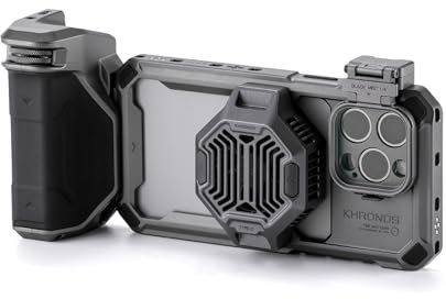 TILTA Khronos Telefonkäfig für iPhone 15 Pro Max mit Kühlsystem, Focus PD Griff, Schnellverschluss-Filterschale und magnetischem FSND 0.6/1.2 Filter Advanced Kit - Space Gray TK-IP15-PMC-SG