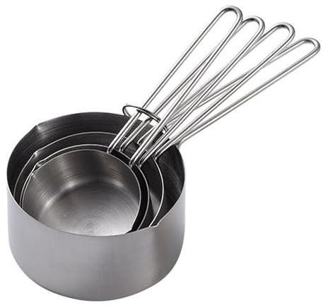 duoyif Misurino Measuring Tazze, 4 Pezzi Misurino In Acciaio Inossidabile, 250ml 125ml 80ml 60ml Misurino Con Porta Shunt, Misurino Ml Per Cottura Polvere Spezie e Caffè (cups)