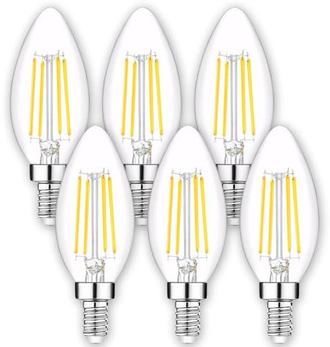 Oaomi E14 Kerze C35 E14 Led Warmweiss LED Lampe,6er 4W E14 Glühbirne Warmweiß 2700K ersetzt 40W Halogenlampe, Filament Fadenlampe Nicht Dimmbar E14 Led AC 220V-240V (C35-4)