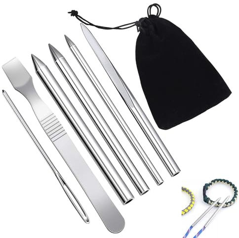 6stk Paracord Set, Paracord Zubehör, Spleißnadel, Edelstahl Paracord Nadel, Paracord Nähnadeln, Paracord Schnürstich Nadel, Paracord Glättungswerkzeug, Für DIY Bastelbedarf