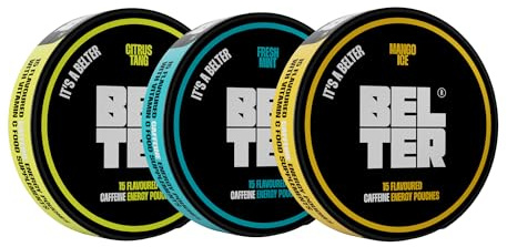 BELTER - Mixed Bundle - Caffeine Pouches - Citrus, Mango,Mint Flavour - 45 Count - Fast-Acting - Zero-Calorie Energy Boost - 80mg Caffeine Per Pouch