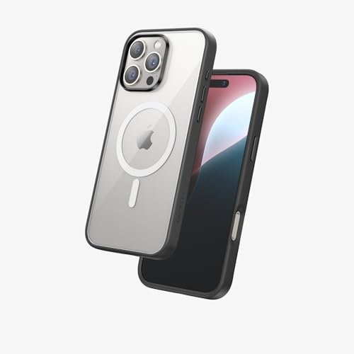 FLOLAB Surtect Tri-Fusion Magnetische Schutzhülle für iPhone 16 Pro, schlankes Design, Magsafe-kompatibel, Militärqualität, Schwarz / Transparent