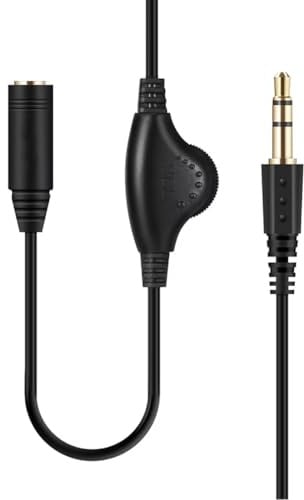 3,5mm Stereo Audio Verlängerungskabel | Stecker auf Buchse | 3,5mm AUX Adapter mit Lautstärkeregler | 1 Meter Verlängerung | Für Kopfhörer, PC, Computer, Bluetooth-Lautsprecher, Smartphone, Tablet
