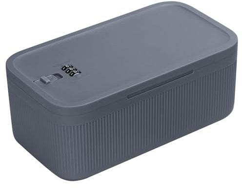 HIKENRI Lockable Storage Box,Medicine Storage Box,Fridge Lock Box For Kitchen/Home/School/Fridge/Personal/Travel/Office/Cell Phone(Grey)