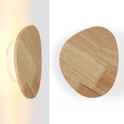 Alpinaluz Applique murale intérieure en bois naturel TRINA 12 W - Lumière indirecte chaude 2700 K - Design organique avec éclairage arrière - Style moderne minimaliste - IP20