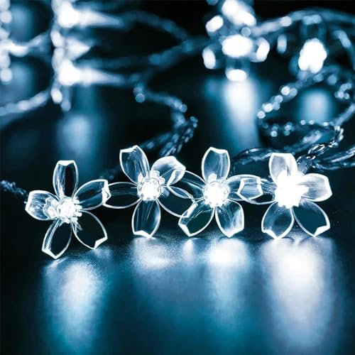 ENLACE LED Kirschblüten Lichterkette, 3M 20 LED Blumen Lichterketten Batteriebetrieben, 2 Modi Funkeln und Dauerlicht, Weiß Blumen Lichterkette für Garten, Hochzeit, Innen, Außen, Party Dekoration
