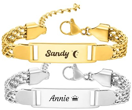 Braccialetti personalizzati per bambini con incisione personalizzata di nome/testo/data di nascita,souvenir per le feste per neonati, battesimi,neonati e neomamme (Braccialetti personalizzati)
