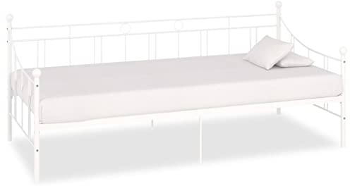 284668 DayBed Gestell ohne Matratze weiß Metall 90x200 cm Betten & Zubehör Betten & Bettrahmen