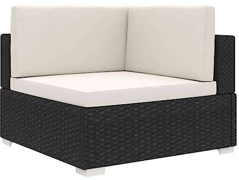QZZCED Modular-Sofa-Eckteil 1 STK. + Auflagen Poly Rattan Schwarz Sitzgruppe für den Garten Terrassensofa für Balkone