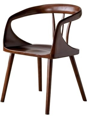 Sedie da pranzo moderne in legno massello con braccioli, eleganti in pelliccia per cucina e soggiorno, color ciliegio, comode e