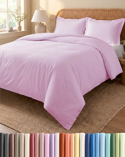 Bettwäsche-Set 3-teilig 200x200 - Mikrofaser Kissen 50x80 - Helles Rosa | Gebürstet, Reißverschluss, Eckbänder, Weich, Knitterfrei, Atmungsaktiv, Pflegeleicht, Einzelbett, Bettgarnitur, OEKO-TEX