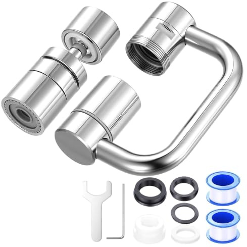 ANBEEISS Rallonge de Robinet Pivotante 1080° | Mousseur, Prolongateur Multifonctionnel, Aérateur, avec Joint et Clé, pour Cuisine, Salle de Bain, Lavabo