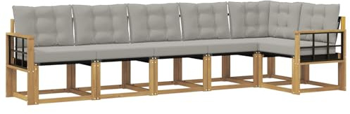 vidaXL Outdoor-Sofagarnitur mit Kissen 6 pcs Weiß und Hellgrau, Gartenlounge, Moderne Sofas für draußen, strapazierfähige Sitzgruppe für Terrasse, Perfekter Komfort