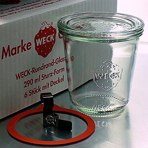 Weck Lot de 6 bocaux en verre 290 ml en forme de goutte RR80 dans une boîte originale Weck Transparent