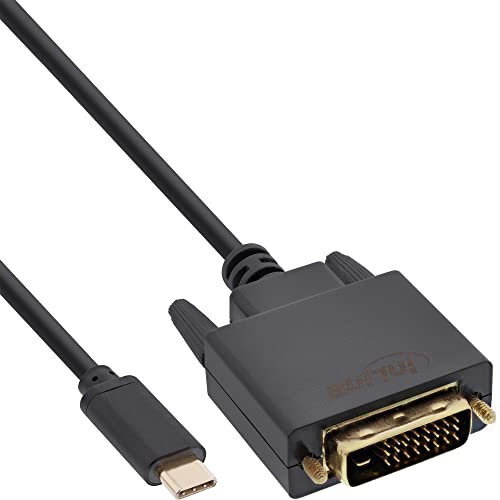 InLine Câble écran USB – USB C Mâle vers DVI Mâle (DP Vieux Mode) – Noir – 1 m, 64131