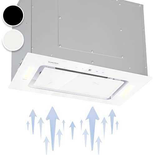 Klarstein Hektor Dunstabzugshaube Einbauhaube - Dunstabzugshaube, Unterbauhaube, 52 cm breit, 190 Watt, 530 m³/h Abluftleistung, LED-Touch-Panel, Kochflächenbeleuchtung, Timer, Glas, weiß