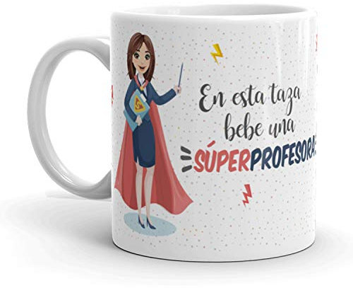 Kembilove Taza de Café Profesora – En esta taza bebe una Súper Profesora – Taza de Desayuno para la Oficina – Taza de Café para Profesionales de Superhéroes – Regalos Personalizados