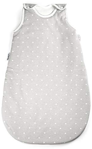 Ehrenkind® Babyschlafsack | Schlafsack Rund 2.5 TOG | Bio-Baumwolle | Ganzjahres Schlafsack Baby Gr. 74/80 Farbe Grau mit weißen Punkten | Oeko-Tex | Schlafsack winter und Sommer Schlafsack Kinder