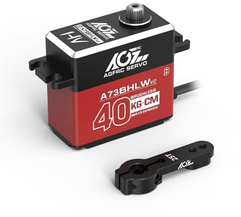 AGFRC 40KG Waterproof RC-Steering-Servo High-Torque - Full Metal Gear Brushless Digital Servo for 1/10 RC Car, Control Angle 180° (A73BHLW V2) | Full Metal Gears, HV, Programmable Digital Servo, with 25T Metal Horn, Ideal for 1/10 RC Cars, Boats & Crawlers