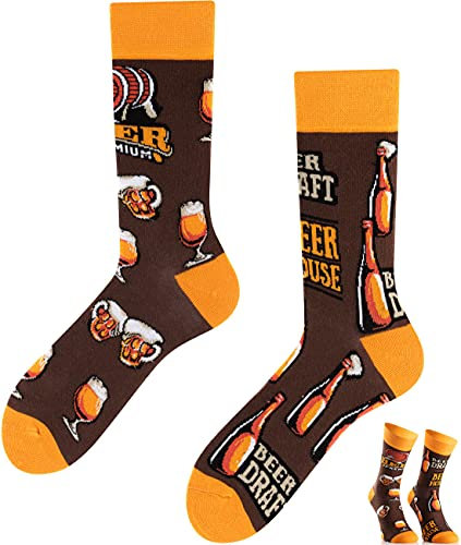 TODO COLOURS Chaussettes Mottif - Bière Pression - Fantaisie, Humour, Homme, Femme, Chaussettes Couleur - baril, tasse, verre, bouteille (35-38, Bière Artisanale)