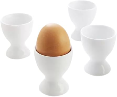 Citystores® 4 Pack White Egg Cups – Classic Egg Holders for Soft Boiled Eggs – Durable Breakfast Kitchen Tableware Set