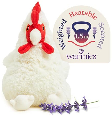 warmies Microwavable & Weighted Stuffed Animals, Chicken - Heated Stuffed Animal Plushie for Warmth & Comfort - Cute Soft Plush Toys for Adults & Children (Boys, Girls, Babies & Toddlers)