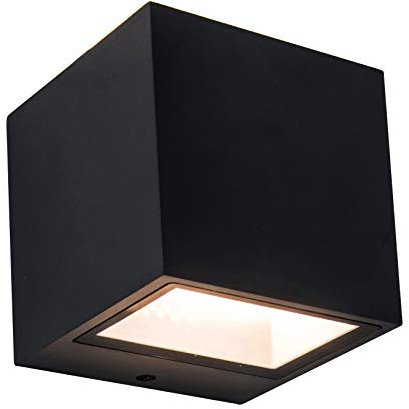 LED Außenwandleuchte Gemini, Moderne mini Wandlampe aus Aluminium in Mattschwarz, Außenlampe, 850 Lumen, warmweißes Licht 3000K, eckige Wandleuchte mit Up- & Down-Effekt…