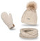 PaMaMi Winterset Mütze, Schal & Handschuh-Sets für Damen I Kopfumfang 55-58 cm I Wintermütze mit Fleecefutter Atmungsaktiv I Winter-Strickset für Frauen I Fäustlinge Mütze Schal Set Damen