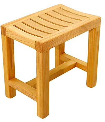 WL-ZZZ Quadratische Dusche Hocker Holz Badesitzbank Für Badezimmer Anti-Rutsch Badewanne Stuhl Gebogenes Design Holz Farbe Badehocker für Senior, Handicap Spa Sauna Bank