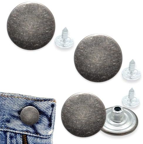 celloexpress 17mm Plain Gun Metal Jean Buttons - Metal Hammer On Studs & Pin Backs - Replacement Parts Jeans Jackets (Pack of 2)