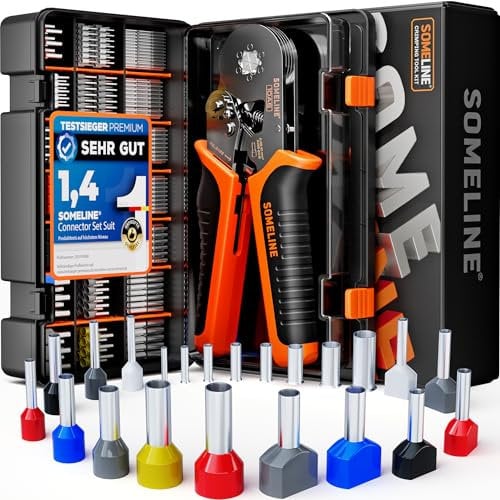 Someline - Juego de pinzas para crimpar para electricistas (21 tipos de virolas, Hexagonale Crimper eléctrico de 0,25 a 6 mm² , Negro y Naranja