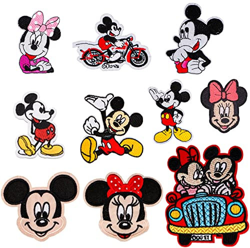 Jacken Patches Micky 10 pcs, Flicken zum Aufbügeln Kinder Micky, Aufbügelflicken Kinder Micky, Aufnäher Bügelflicken Micky, Bügelbild Micky, für Dekorativer Patches, Kleidung Reparatur