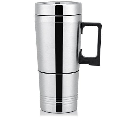 Ejoyous 12v/24v 300ml Auto Wasserkocher, Reisewasserkocher Edelstahl Reiseauto Kettle Zigarettenanzünder Kaffee Tee Thermoskanne Wasserkocher Auto Heizbecher für Wasser Tee Kaffee Milch(24V)