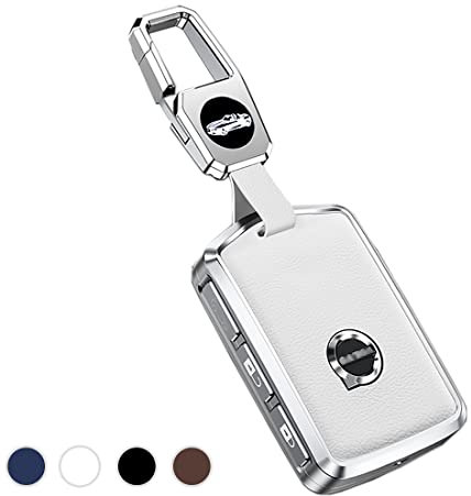HIZH Schlüsselhülle für Volvo XC40 XC60 XC70 XC90 C30 S60 S80 S90 V60 V70 V90 Autoschlüssel Hülle Leichtes Synthetisches Metall Schlüsselanhänger Schlüsselhülle Cover,Weiß