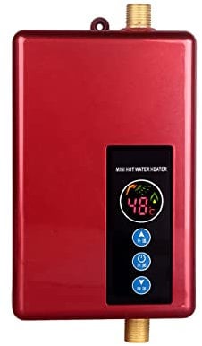 Tankless Durchlauferhitzer Elektrisch,CEIEVER Tankless Shower Warmwasserbereiter mit LED-Anzeige 220V 5500W Sofortiger elektrischer Durchlauferhitzer für die Dusche im Badezimmer (rot)