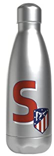 Atlético de Madrid - Botella Agua de Acero Inoxidable, Cierre Hermético, con Diseño Letra S en Rojo, 550 ml, Color Metalizado , Producto Oficial (CyP