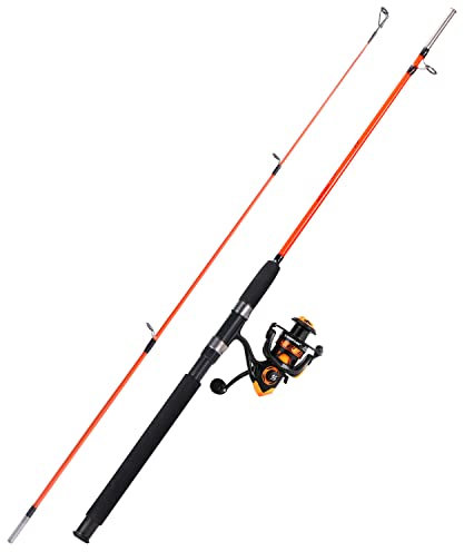Sougayilang Catfish Angelrute und Rolle Combo, 2-teilige Spinn-Kombination, langlebige Graphit- und Glasrohlinge, Angelrute für Crappie-Orange, 1,8 m und 2000 Spinnrolle