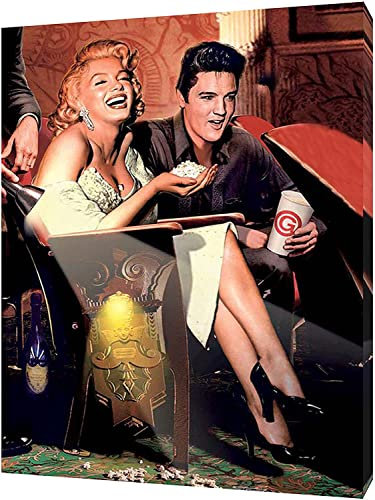 Leinwandbild Marilyn Monroe Elvis Presley im Kino, 30 x 20 cm, Tiefe 38 mm