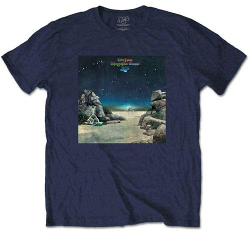 Yes T Shirt Topographic Oceans Band Logo Official Mens Navy Blue