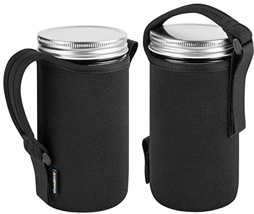 Homakover Wide Mouth 24oz Mason Jar Sleeves, Insulated Cover, Drinking Glass Coolers, Black