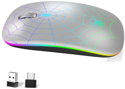 KARFUN Ratón inalámbrico Bluetooth Recargable,ratón óptico LED móvil portátil,Receptor USB y Adaptador Tipo C,ratón inalámbrico dpi Ajustable de 3 velocidades para Mac Book,portátil Windows,PC