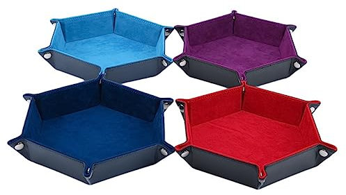 VOANZO Bandeja para Dados de 4 Uds., Soporte para rodar Dados hexagonales, bandejas para Dados Plegables de Cuero PU para Juegos de Mesa RPG, Accesorios para Juegos de Mesa