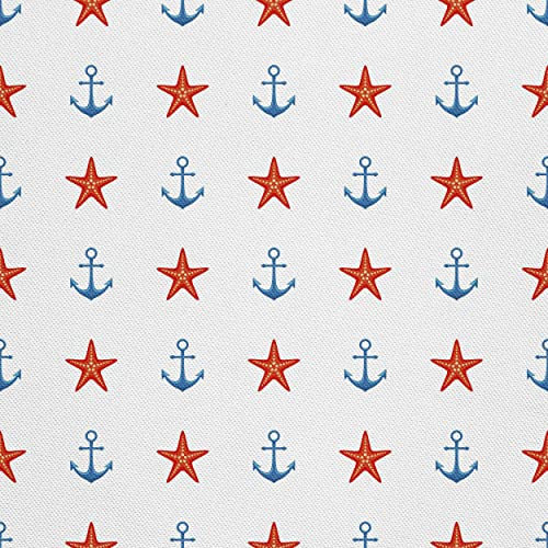 HEKO PANELS Stoff Oxford Wasserdichte Meterware Canvas-Stoff Polyester Stoff Zum Nähen Nähstoffe Dekostoffe Wasserabweisend Blickdicht Anker Sterne 1 Meter 155 x 100 cm