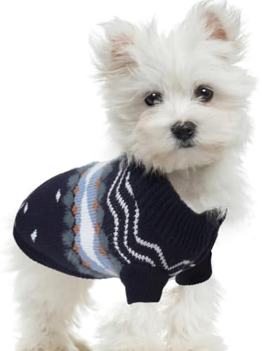 LiebeDD Hundepullover Kleine Mittelgroße Hunde Pullis Winter Warme Verdicken Hundepulli Französische Bulldogge Kleidung Hunde Pullover Kleine Hund Weihnachtspullover, Dunkelblau, XS