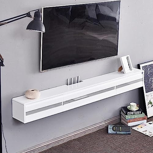 Wandmontierte Medienkonsole, schwebender TV-Ständer, 47,2-Zoll-Wandschrank mit 3 Türen, schwebendes Regal, reserviertes Router-WLAN-Loch/weiß/120 cm